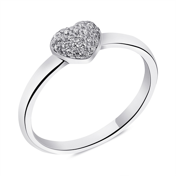 Серебряное кольцо Сердце с фианитами (арт. 7501/6386) – изображение 1