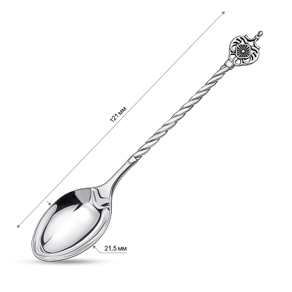 Серебряная чайная ложка Клевер без камней (арт. 7922/1620Л) – изображение 2