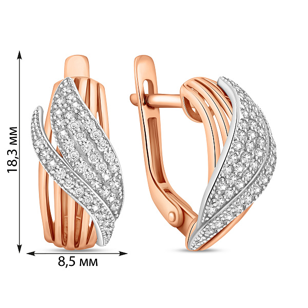 Серьги из красного золота с фианитами (арт. 110372) – изображение 4