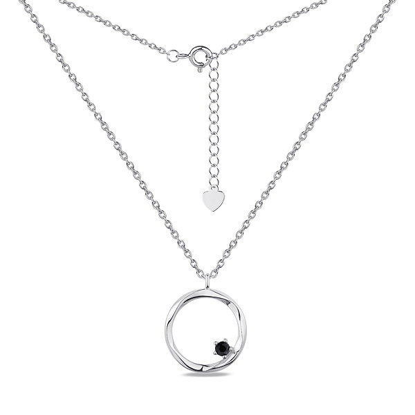 Серебряное колье с черным фианитом (арт. 7507/1479ч) – изображение 2