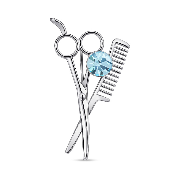 Серебряная брошь Ножницы с альпинитом (арт. 7505/241аг) – изображение 1
