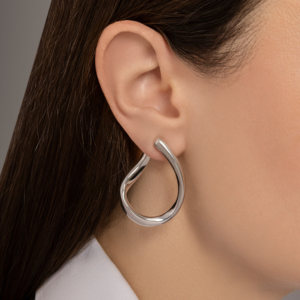 Серьги-пусеты из серебра без камней (арт. 7518/7281) – изображение 2