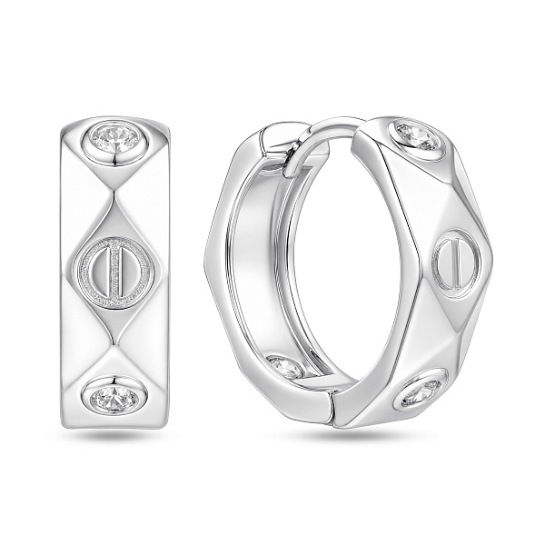 Серебряные серьги-кольца с фианитами (арт. 7502/10149/15) – изображение 1