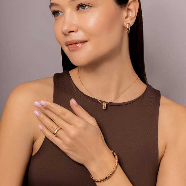 Серьги из красного золота без камней (арт. 1091777м) – изображение 6