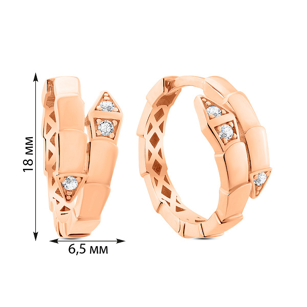 Серьги из красного золота с фианитами (арт. 1091718/20) – изображение 4