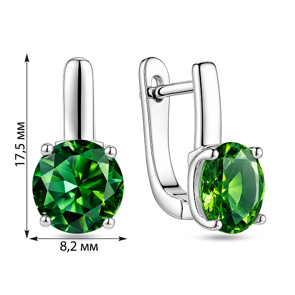 Серебряные серьги с зеленым альпинитом (арт. 7502/9446аз) – изображение 2