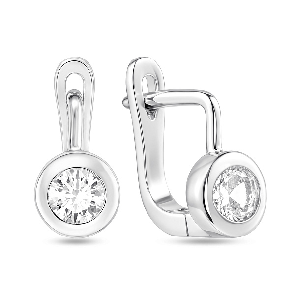Серебряные серьги с фианитом (арт. 7502/10351) – изображение 1