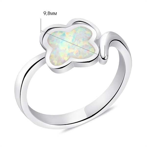 Серебряное кольцо Клевер с опалом (арт. 7501/6693/10Поб) – изображение 2