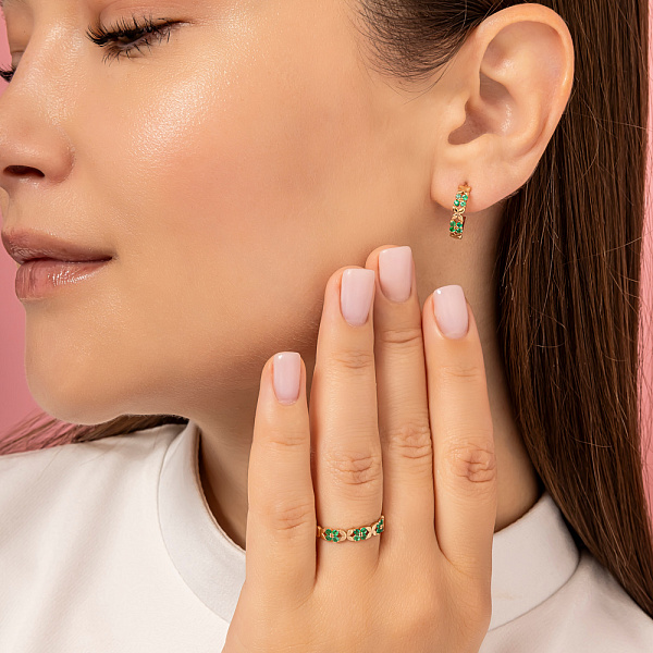 Серьги из красного золота с изумрудом (арт. 111292/1Пи) – изображение 3